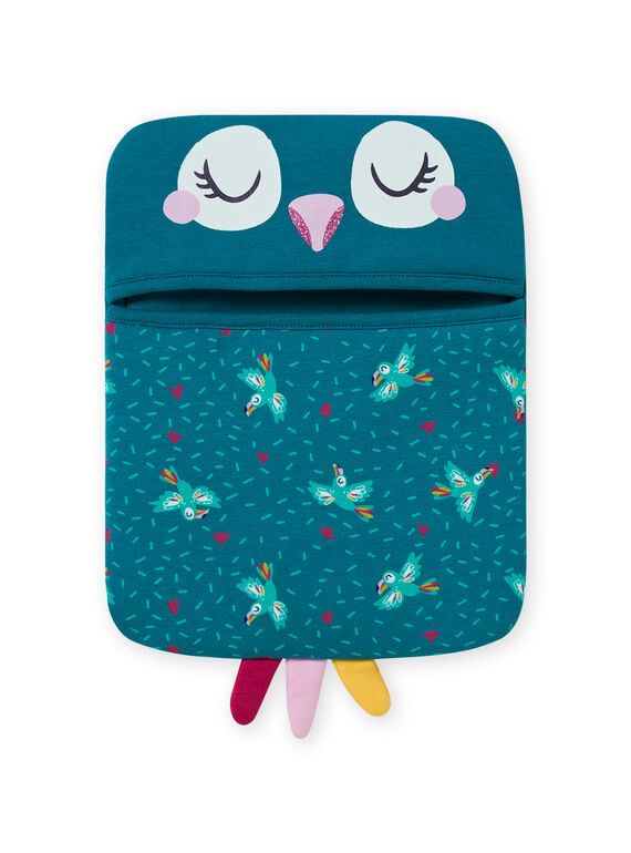 Girl's phosphorescent bird turquoise pajama set MEFAPYJTOU / 21WH1172PYGC217