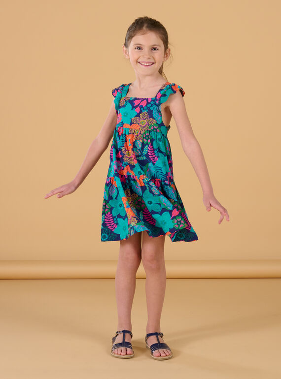 Multicolored dress with ruffled straps RAJOROB7 / 23S90192ROBC211