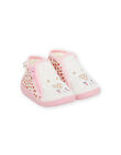 Pink and beige booties with giraffes designs baby girl NIPANTGIRAFE / 22KK3721D0A080