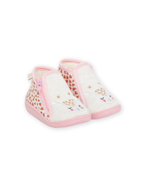 Pink and beige booties with giraffes designs baby girl NIPANTGIRAFE / 22KK3721D0A080