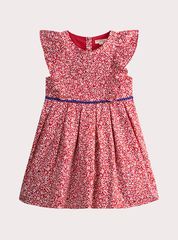 Red dress with white flower print WAPAROB3 / 25S90112ROB001