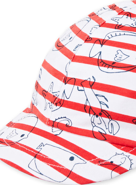 Red and ecru cap baby boy LYUVICASQ / 21SI10U1CHA001