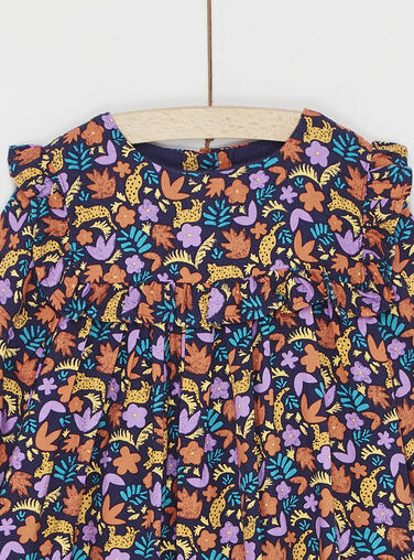Navy blue and orange floral print dress Navy blue and orange floral print dress SILINROB1 / 23WG09H1ROBJ912