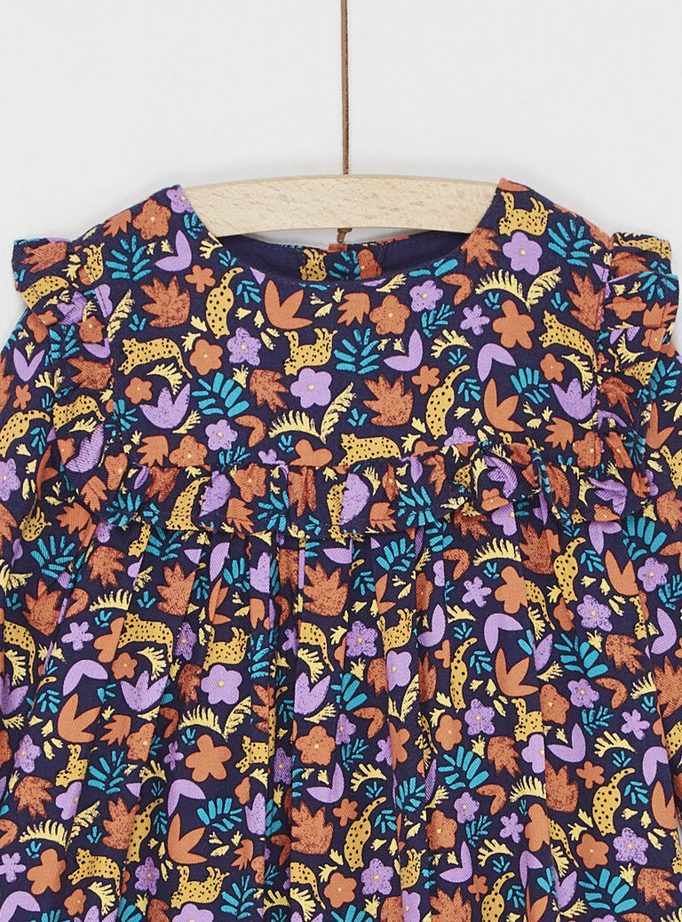 Navy blue and orange floral print dress Navy blue and orange floral print dress SILINROB1 / 23WG09H1ROBJ912