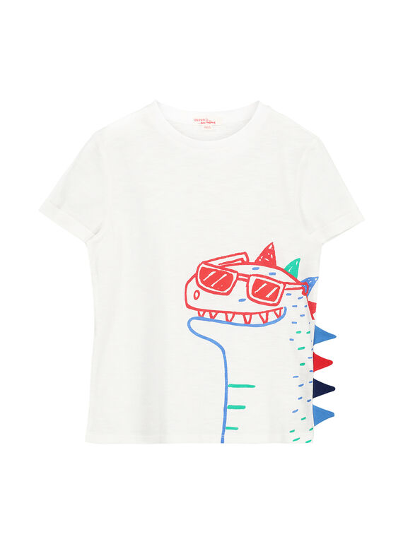 Boys' striped dinosaur T-shirt FOTOTI4 / 19S902L4TMC000
