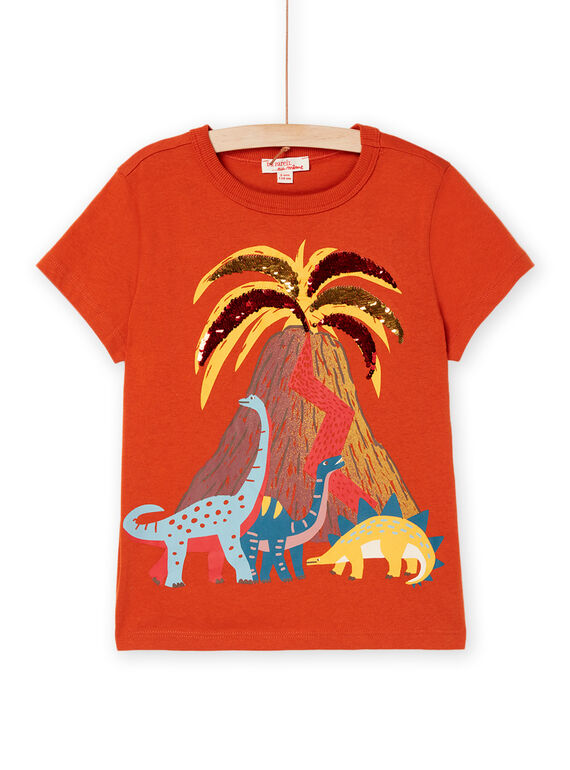 Orange T-shirt with dinosaurs animation ROSUMTI1 / 23S902Y3TMCE410