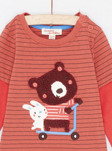 Baby Boy Terracotta Stripe T-Shirt SUFORTEE3 / 23WG10K3TMLF519
