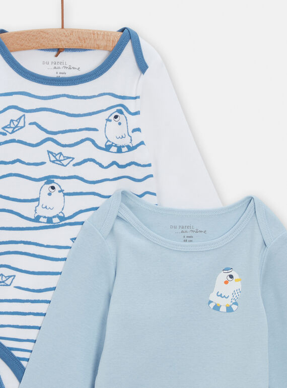 Set of 2 assorted blue and white baby boy bodysuits TEGABODMOUET / 24SH1463BOD020