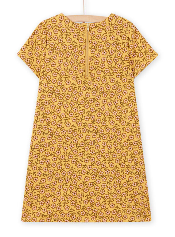 Child girl's yellow dress with floral print and animation bag MASAUROB4 / 21W901P4ROBB107