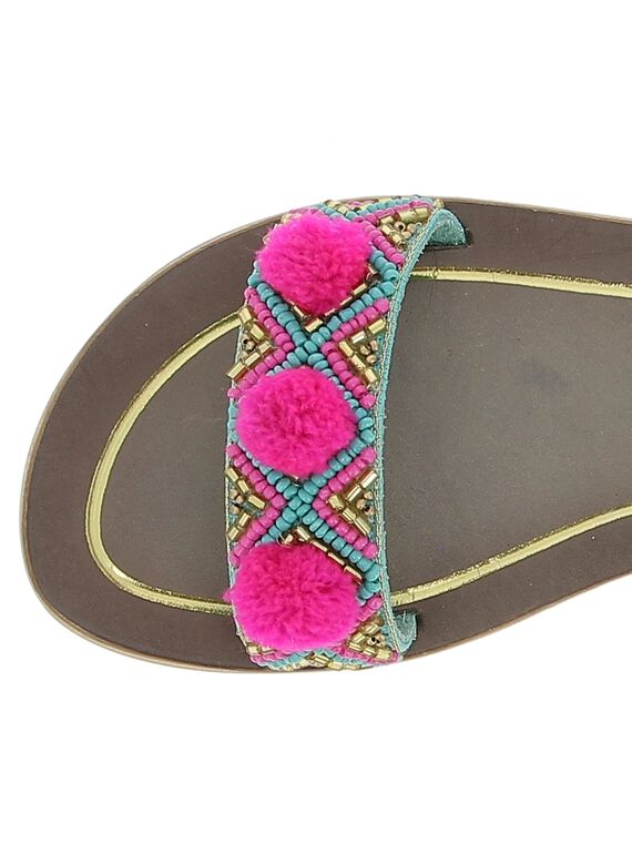 Girls' leather sandals CFSANDPOM / 18SK35WHD0E202