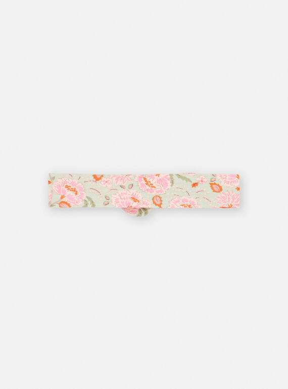 Green-gray and pink floral print headband for baby girls SYIVERBAN / 23WI09J1BAN631