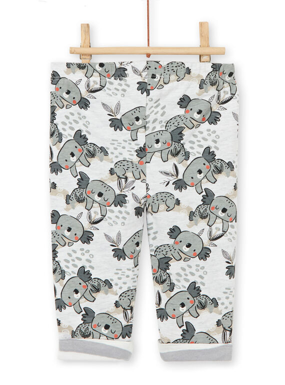Reversible pants gray and ecru baby boy koalas print LUPOEPAN2 / 21SG10Y1PAN001