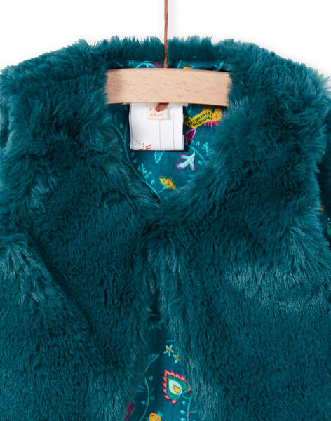 Baby girl duck blue faux fur sleeveless vest MITUCAR2 / 21WG09K2CAR714