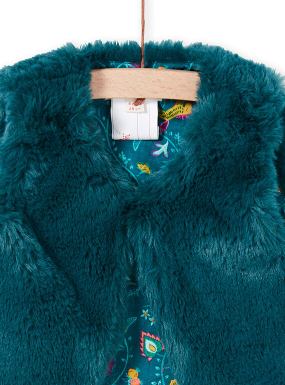 Baby girl duck blue faux fur sleeveless vest MITUCAR2 / 21WG09K2CAR714