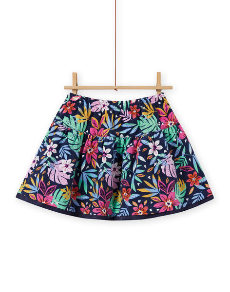 Girl's reversible skirt, midnight blue with floral print MAPLAJUP1 / 21W901O1JUPC202