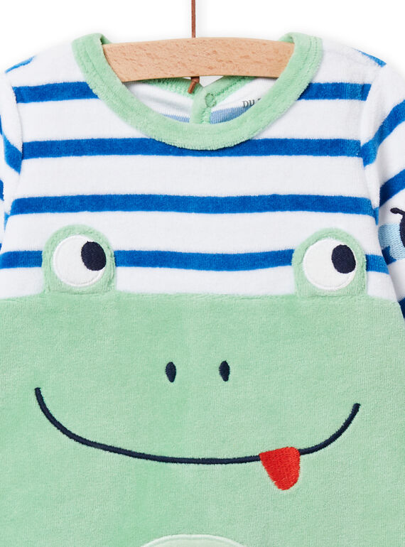 Baby girl's ecru romper with floral print collar NEFIGREBOU / 22SH13G2GRE001