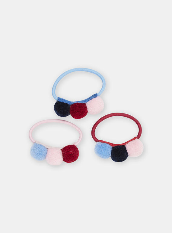 3 blue tasselled elastics for girls SYAJOELA5 / 23WI0187ELA216