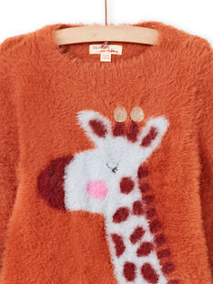 Girl's long sleeve sweater with giraffe motif MACOMPULL / 21W901L1PUL420