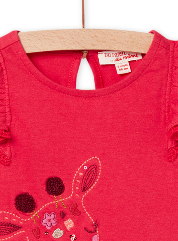 Baby Girl Pink Giraffe T-shirt NIFLATI / 22SG09R1TMCF510