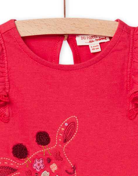 Baby Girl Pink Giraffe T-shirt NIFLATI / 22SG09R1TMCF510