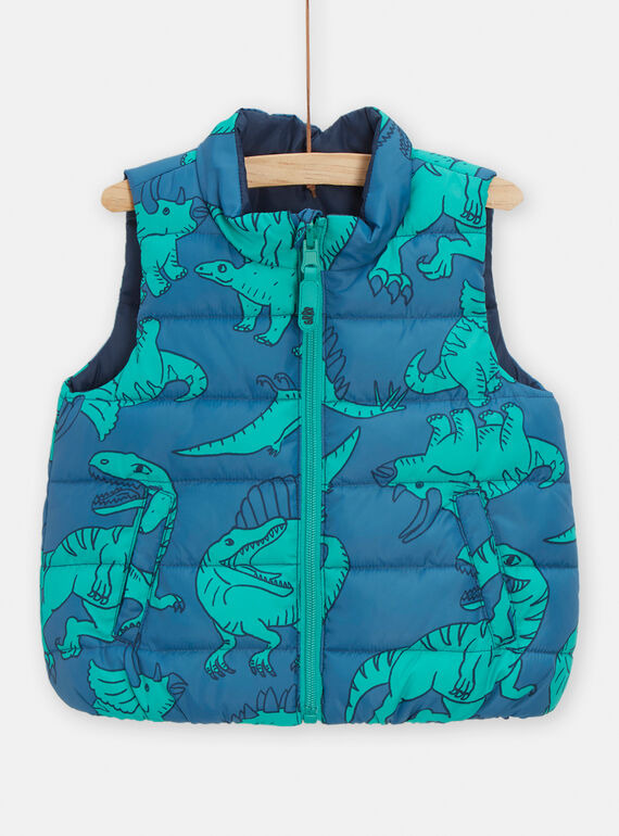 Baby boy reversible blue sleeveless down jacket TUGRODOU1EX / 24SG10P1D3E720