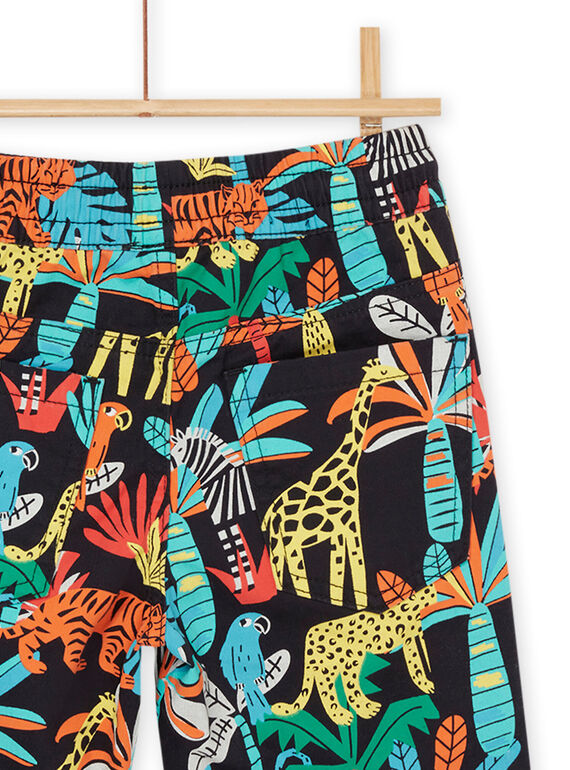 Black and white shorts with multicolored jungle print ROJUNBER3 / 23S902U2BERC243