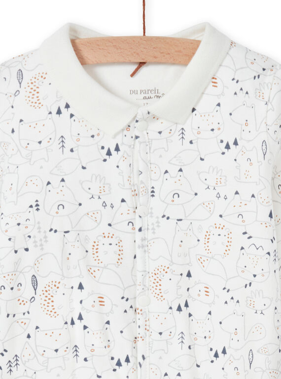 Mixed birth romper in ecru with fantaise print collar MOU1GRE3 / 21WF0441GRE001