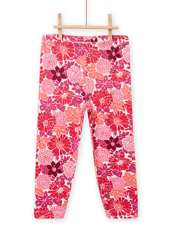 Child girl's pink flower print legging NYAFLALEG / 22SI01R1CAL001
