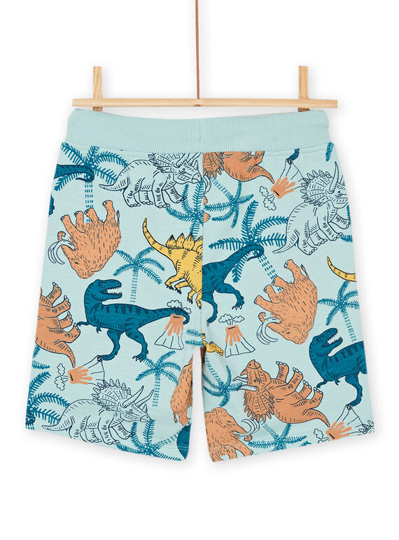Celadon blue fleece shorts with dinosaur print ROJOBER5 / 23S90298BER204