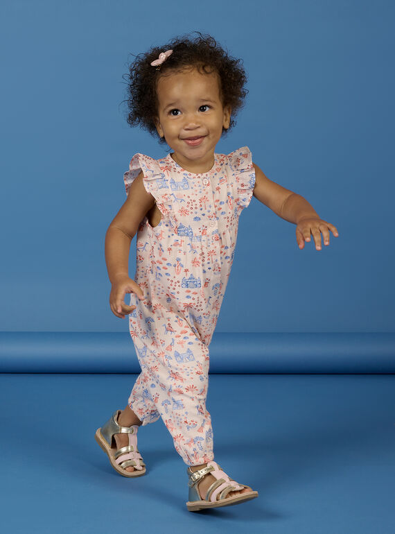 Baby girl cream print jumpsuit NISANSAL / 22SG09S1SALA002