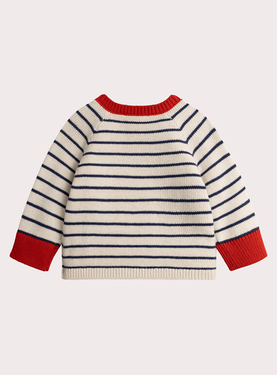Striped sweater with fox animation for baby boy  VUROPUL / 24WG10P1PUL808