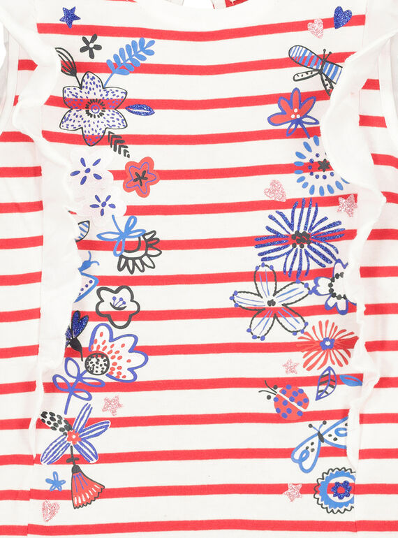 Girls' frilly sleeve T-shirt FATOTI1 / 19S901L2TMC099