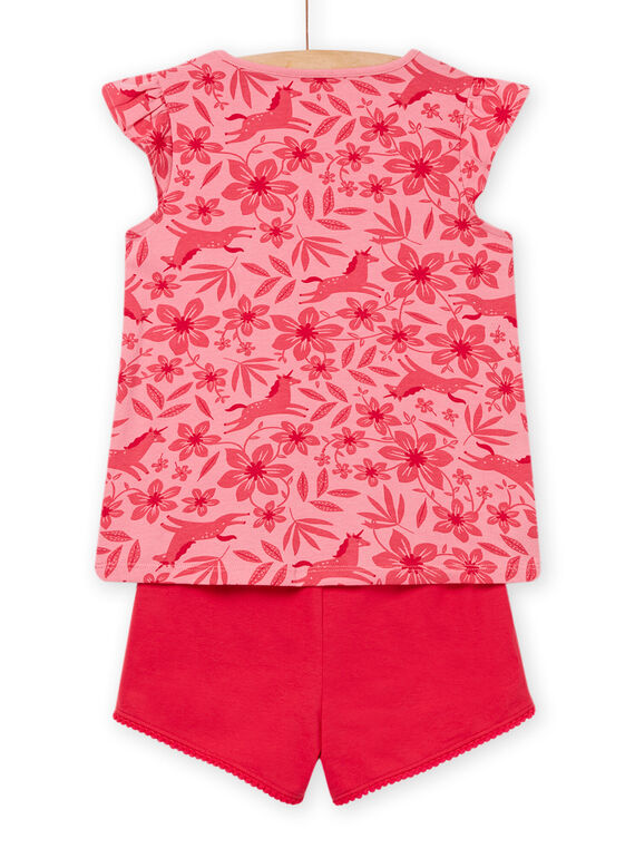 Pink and floral unicorn print pajama set child girl NEFAPYJUNI / 22SH11H9PYJD305