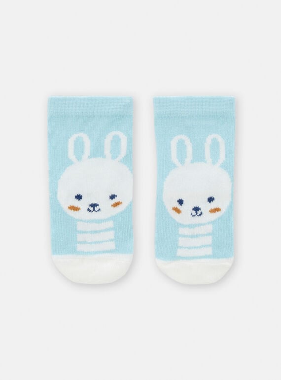 Azure blue socks with rabbit design for baby boy TYUDECHO / 24SI1082SOQC201