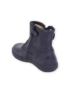 Navy blue leather booties child girl MABOOTMATERN / 21XK3551D0D070