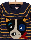 Boy's long sleeve striped sweater with dog head motif MOMIXPUL / 21W902J1PUL717