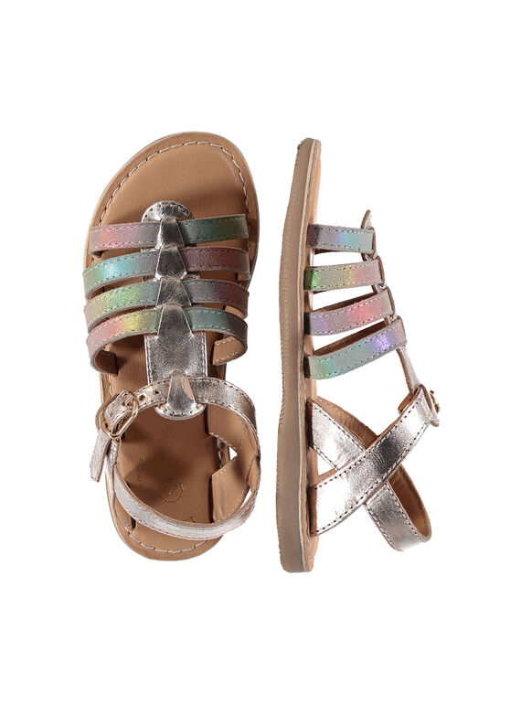 Girls' smart sandals in two fabrics FFSANDMILA / 19SK35D5D0E954