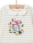 Baby girl's striped t-shirt with bird and flower design MIKABRA / 21WG09I1BRA001