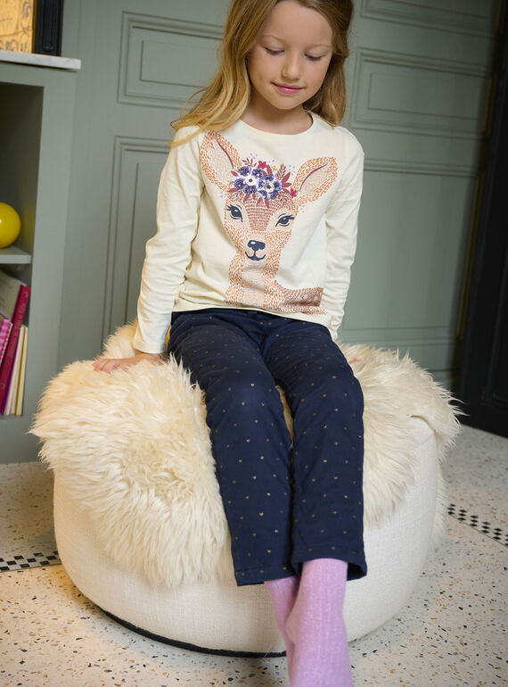 Girl's ecru doe T-shirt SAKHOTEE2 / 23W901Q2TML001