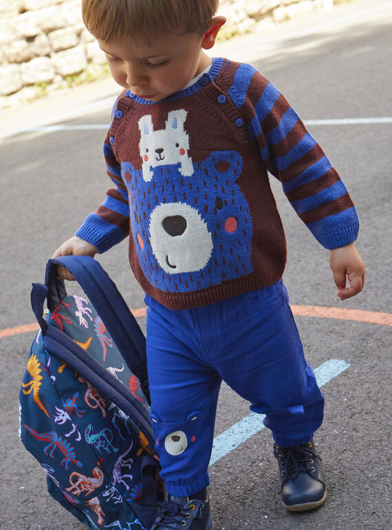 Baby Boy Brown and Blue Striped Sweater SUFORPUL / 23WG10K1PUL812