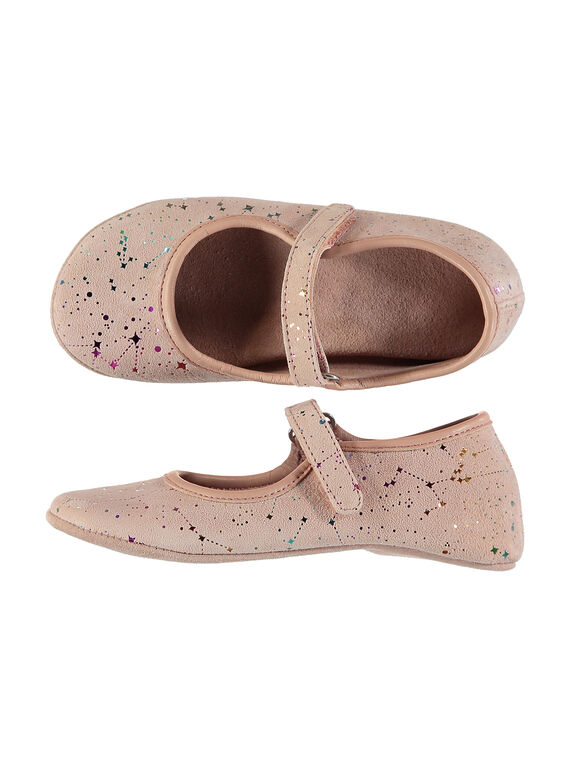 Girls' leather ballet pump slippers FFBELFILLE / 19SK3538D07030