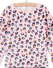 Child girl's pink velvet panther print pajama set MEFAPYJBOX / 21WH1197PYJ309