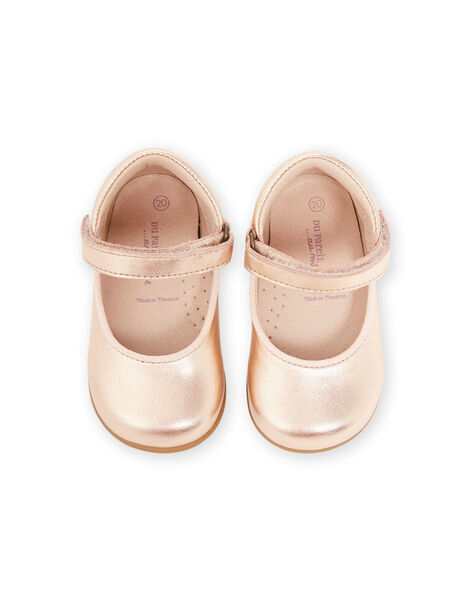 Pink gold smooth leather slippers 