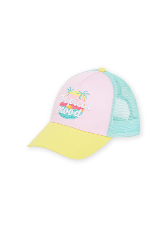 Child girl pink, turquoise and yellow cap NYACAP2 / 22SI01C1CHAD303