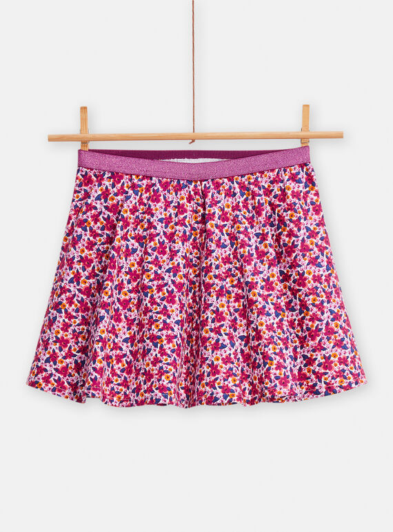 Girls' short skirt with floral print TAPAJUP / 24S90121JUP712