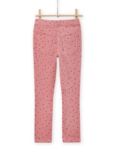 Girl's pink polka dot corduroy pants MAJOVEJEG3 / 21W901N3PANH700