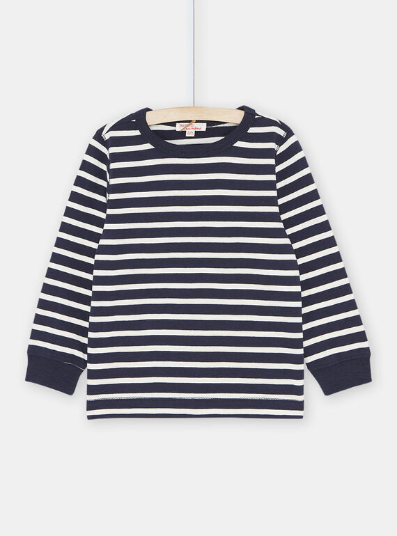 Boy's navy blue striped T-Shirt SOJOTIRIB1 / 23W902F7TML001