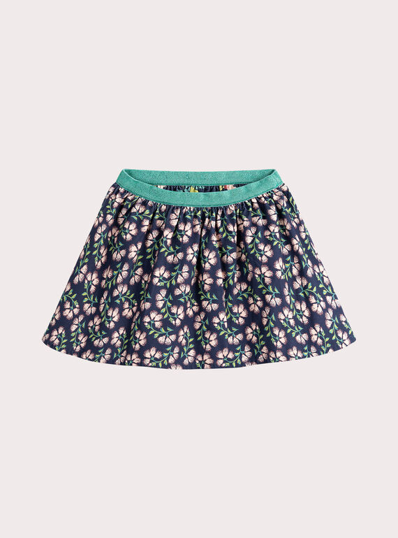 Reversible floral corduroy skirt for girls VAKLIJUP / 24W90141JUP070