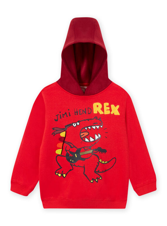 Child Boy Red Dinosaur Hoodie MOFUNSWE / 21W902M1SWEF505