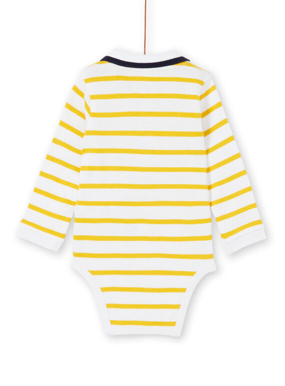 White and yellow striped cotton bodysuit baby boy LUNOBOD / 21SG10L1BOD000